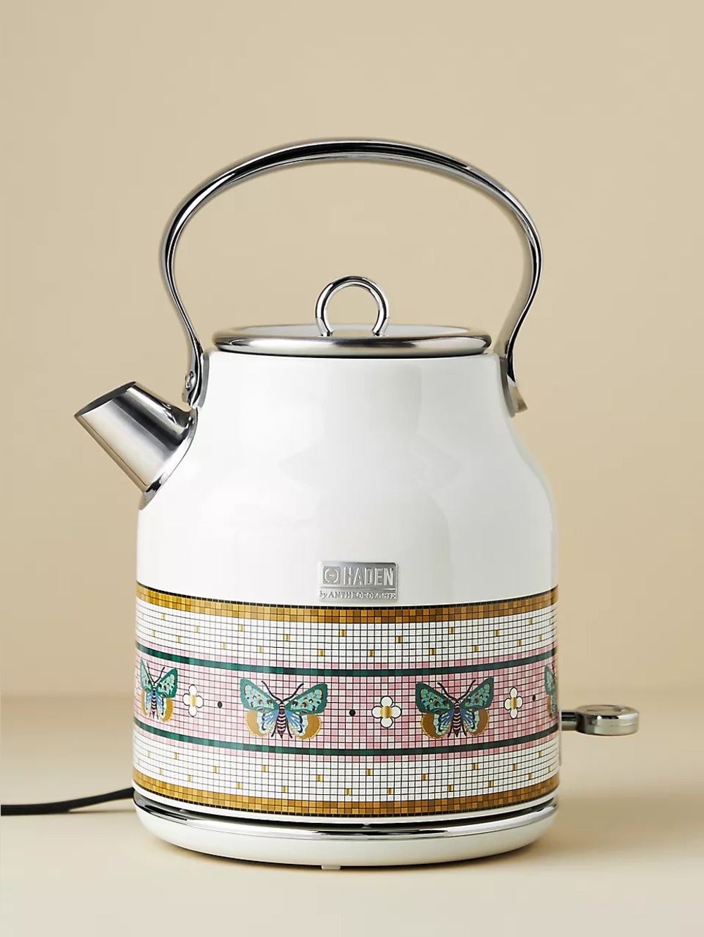 Anthropologie Bistro Tile x Haden 24k Gold Accent 1.7 Liter Electric Kettle